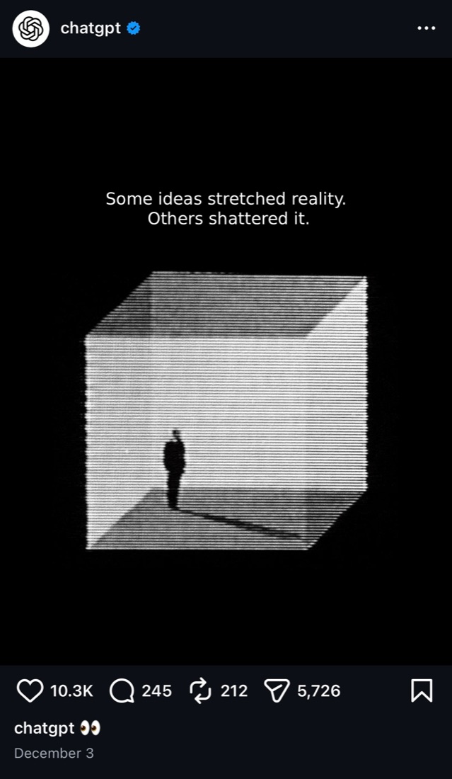 ChatGPT social post about ideas stretching reality