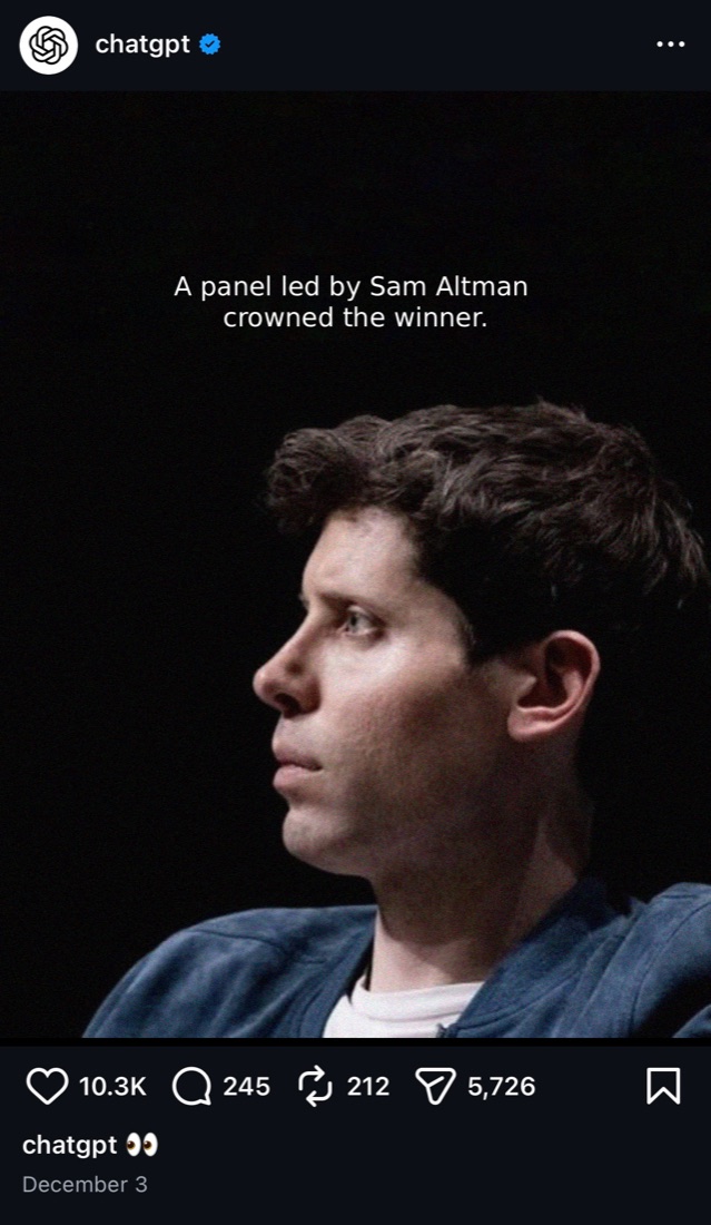 ChatGPT social post featuring Sam Altman
