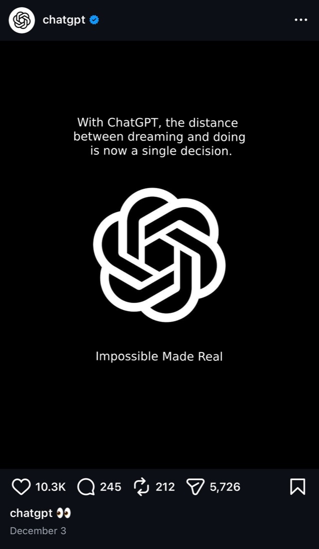 ChatGPT social post with Impossible Made Real lockup
