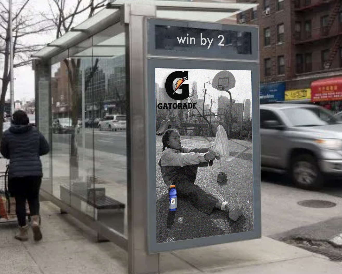 Gatorade Win By 2 bus shelter poster