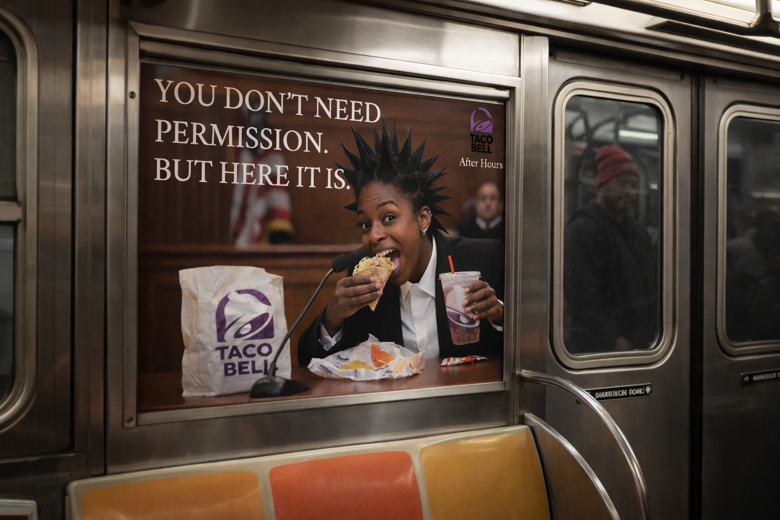 Taco Bell courtroom subway ad