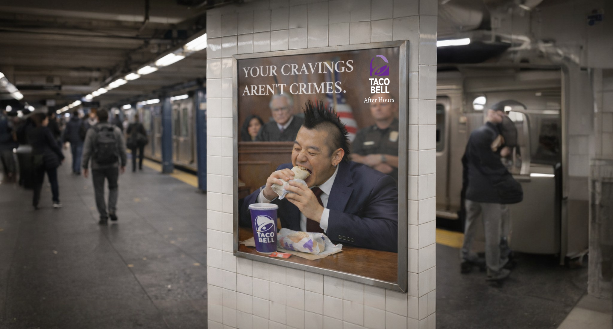 Taco Bell subway car ad